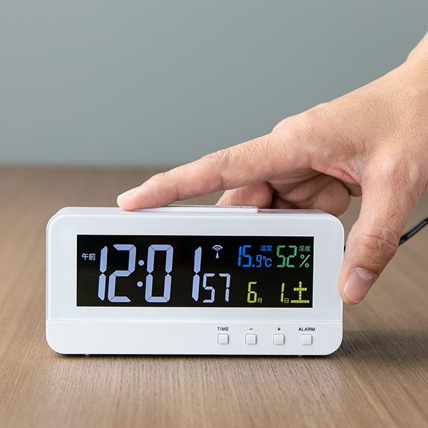 ノア精密 電波時計 置き型 目覚まし時計 多機能 カラーハープ