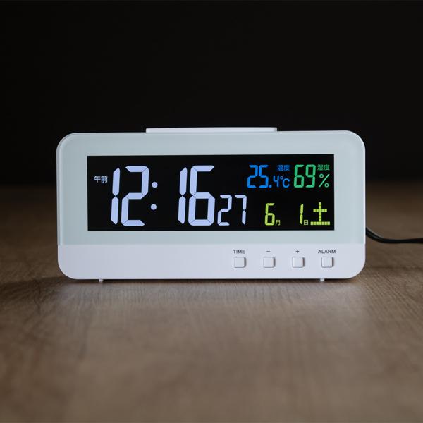 ノア精密 電波時計 置き型 目覚まし時計 多機能 カラーハープ