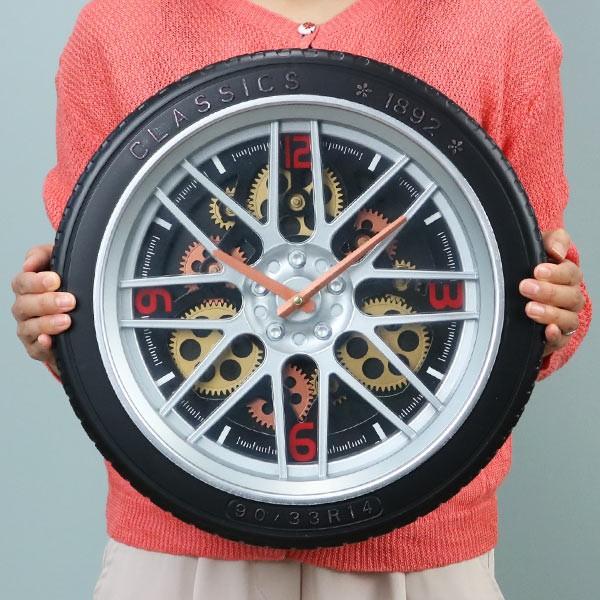 掛け時計 ギアクロック Gear Clock 直径40cm タイヤデザイン （ 壁掛け