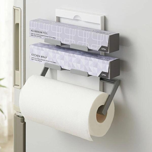キッチンペーパーホルダー ラップ ペーパーホルダー 収納ラック マグネット 磁石 ラップホルダー ペーパーホルダー マグネット式