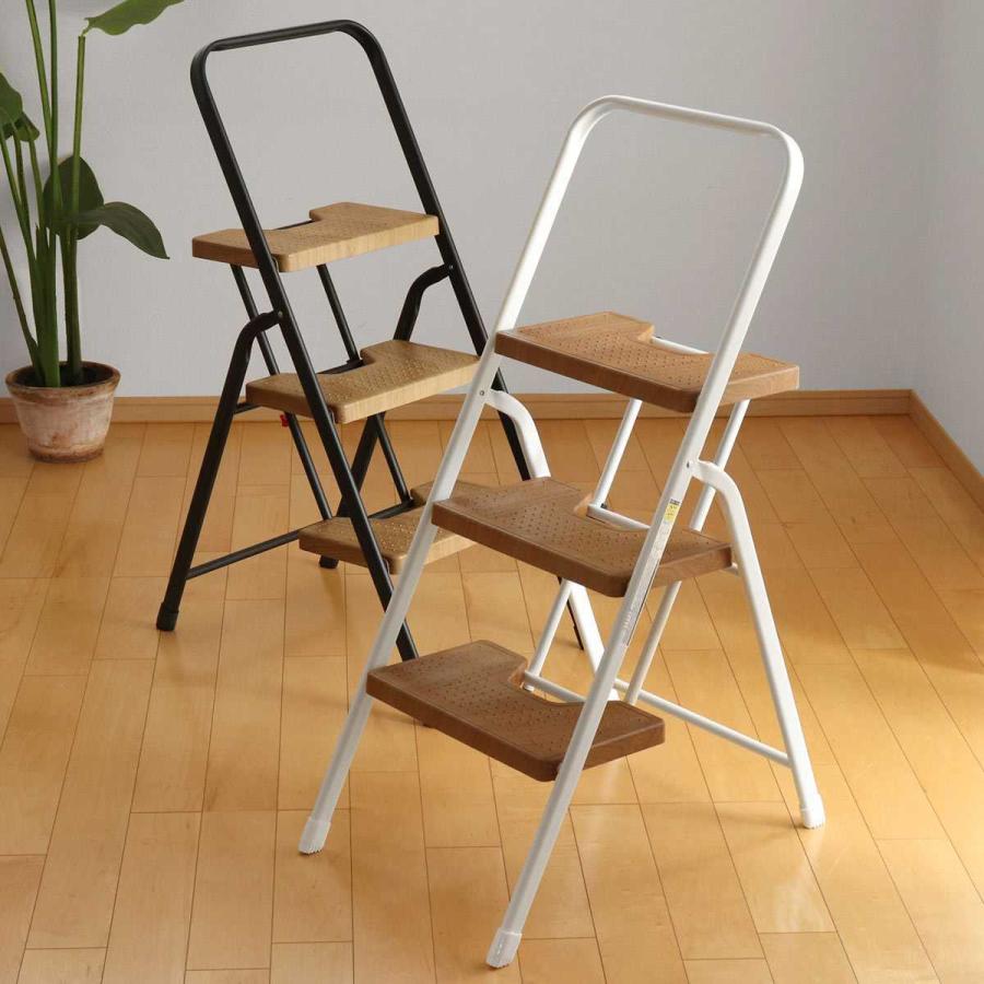 脚立 3段 折りたたみ おしゃれ 軽量 木目調 フォールディングステップ 踏み台 ステップ台 ステップ スツール インテリアパレットヤフー店 通販 Yahoo ショッピング