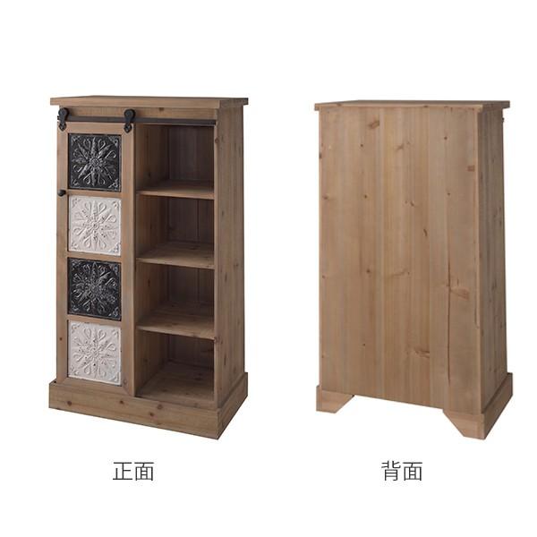 本棚 ブックシェルフ 4段 天然木 スライド扉 幅64cm （ 完成品