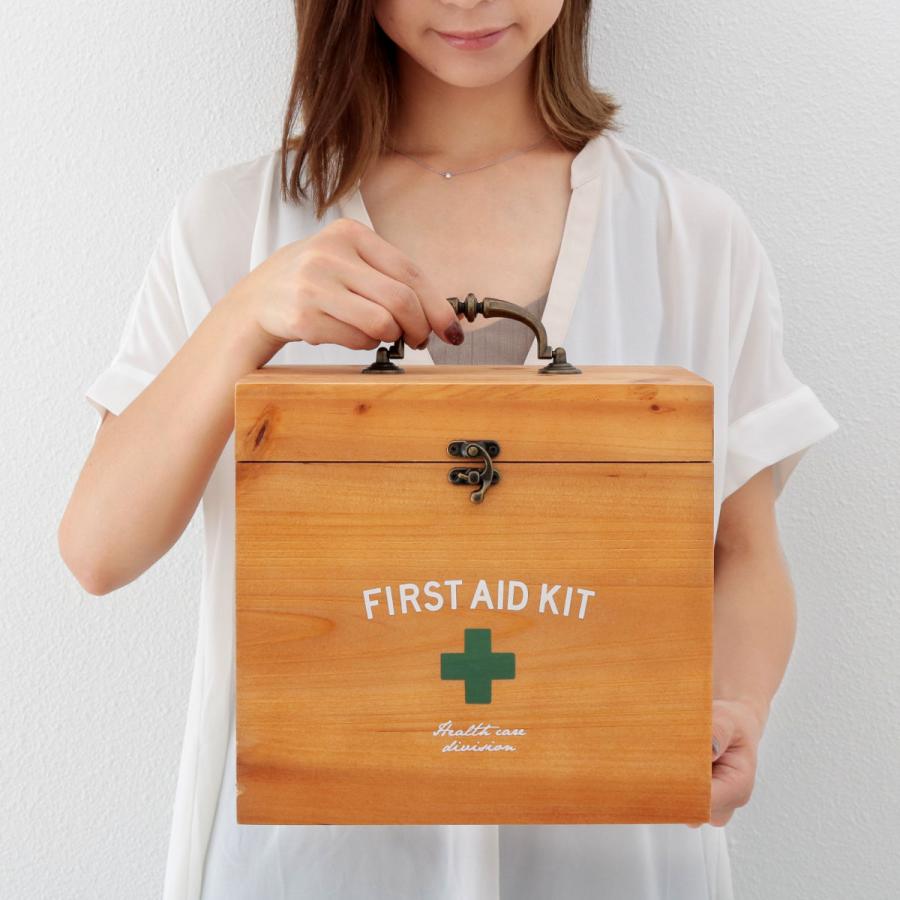 救急箱 収納ボックス Lサイズ 薬 2段 木製 ファーストエイドボックス （ 薬箱 薬入れ 収納ケース ）｜interior-palette｜08