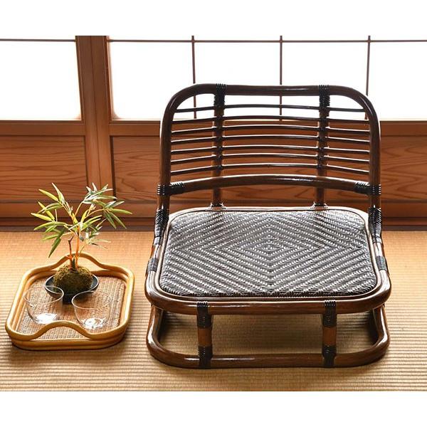 籐 座椅子 角形 ローチェア ラタン製 籐家具 座面高15cm （ ラタン