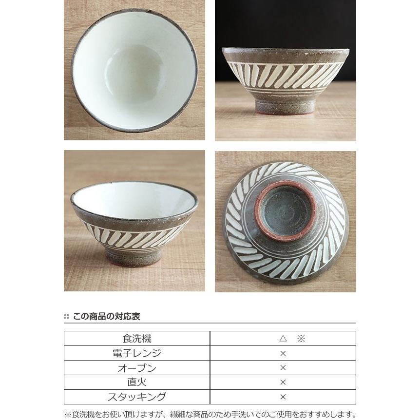茶碗 272ml 内粉引斜め象眼 和食器 美濃焼 陶器 日本製 （ お茶椀 和柄