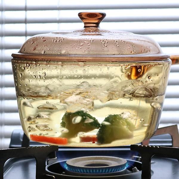 パール金属 片手鍋 1.5L ガラス製 VISIONS ソースパン （ ガス火専用