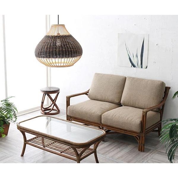 籐 ローテーブル ガラス天板 ラタンテーブル 籐家具 幅100cm