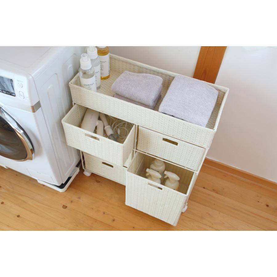 HAGiHARA（萩原） ランドリーチェスト 幅70.5cm 3段 ワイド 引出し