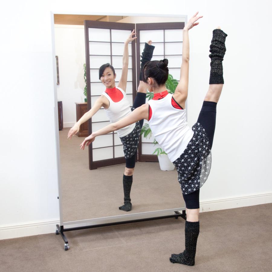 割れない鏡 リフェクスミラー キャスター付き スポーツミラー T型 姿見