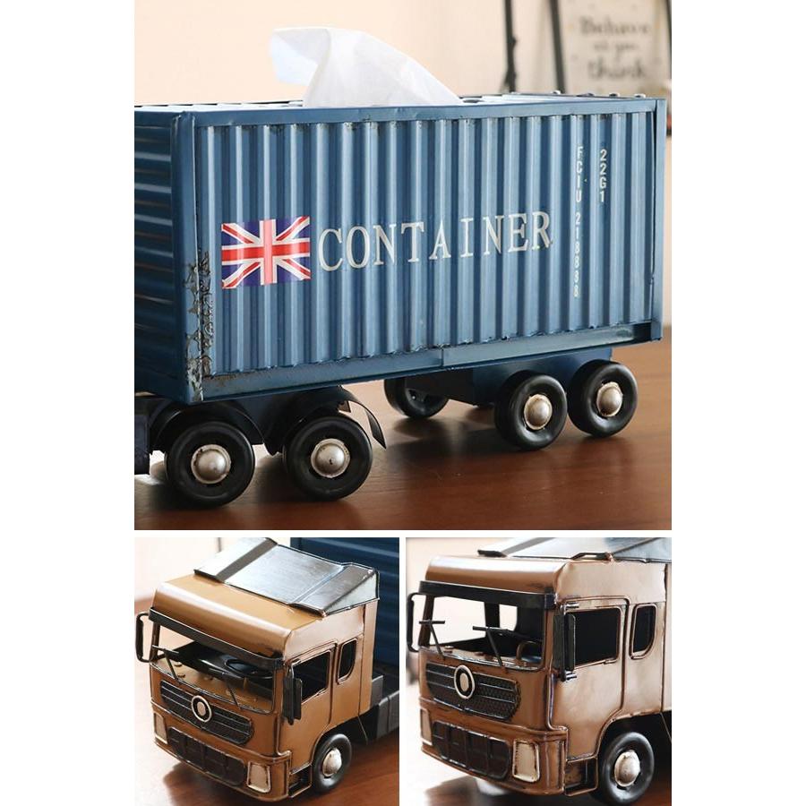 TRUCK FURNITURE ティッシュボックス ティッシュボックス コンテナトラック型 ブリキ製 （ ティッシュ