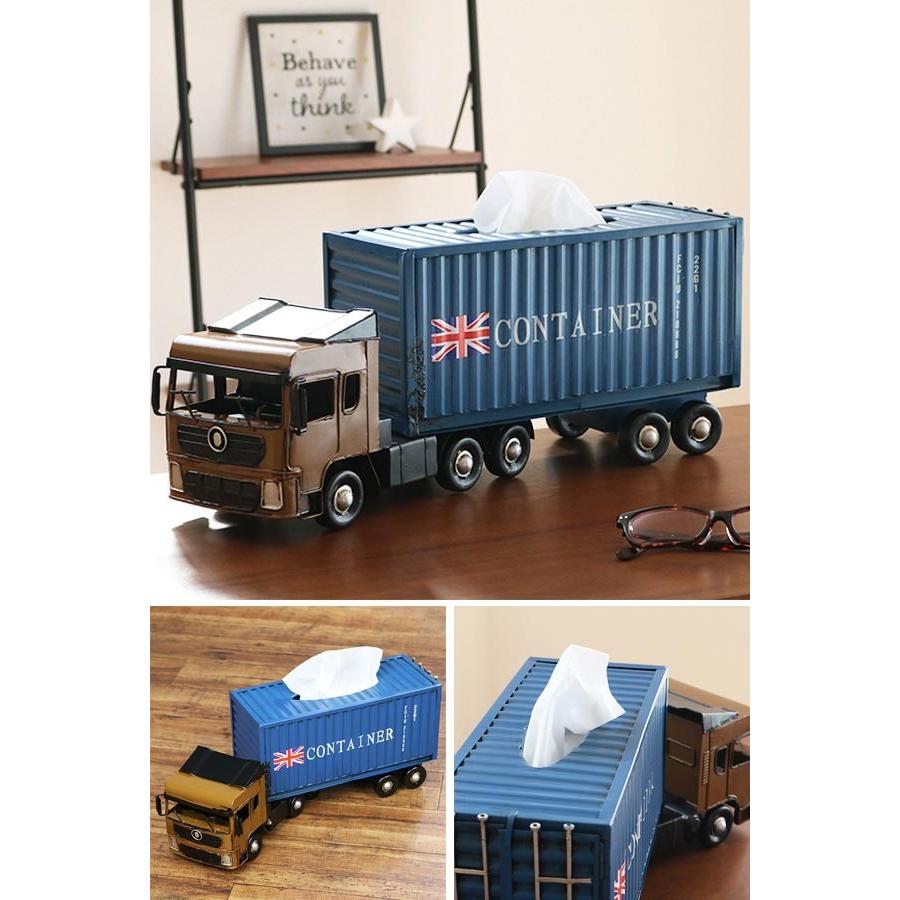 ティッシュボックス コンテナトラック型 ブリキ製 （ ティッシュ