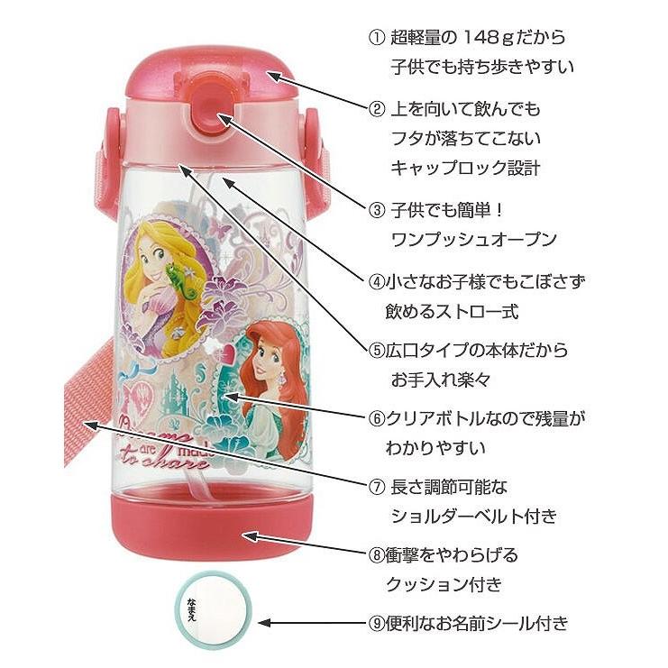 水筒 プラスチック ストロー ストローホッパー 大特価 ディズニープリンセス 480ml 子供 キャラクター 幼稚園 保冷専用 ストローボトル 保育園 保冷 軽量
