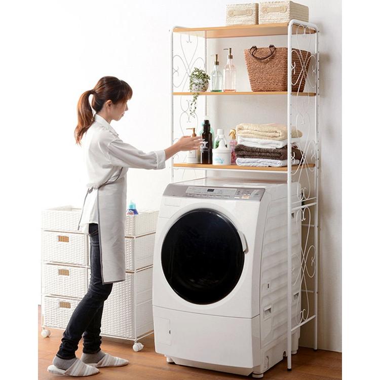 国内正規品 限定 洗濯機ラック 収納棚3段付き おしゃれ 幅75cm アイアンフレーム 木製棚 半額品 Carlavista Com