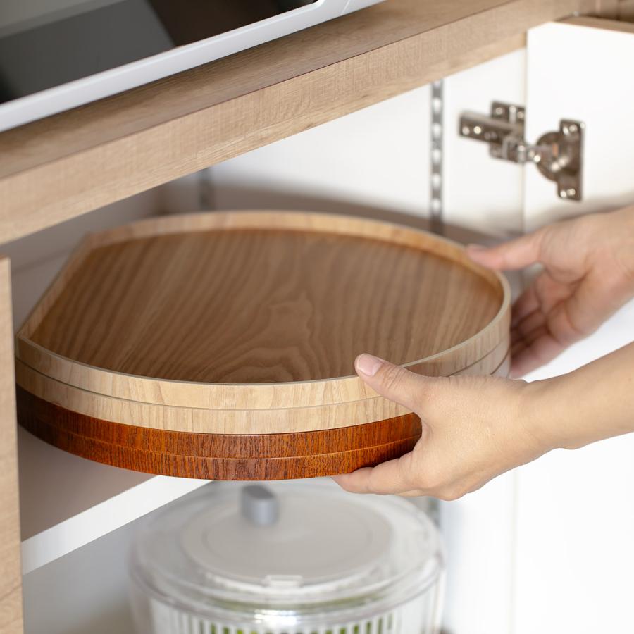 特典付き お盆 36cm トレー 半月膳 半月盆 木製 同色5枚セット