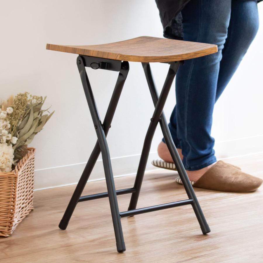 弘益 折りたたみスツール 高さ47cm 木目調 （ スツール