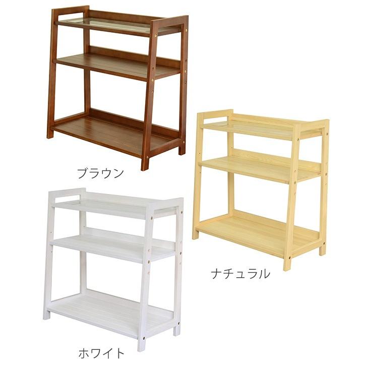 オープンラック ウッドラック 3段 ガラストップ棚 幅65cm （ オープン