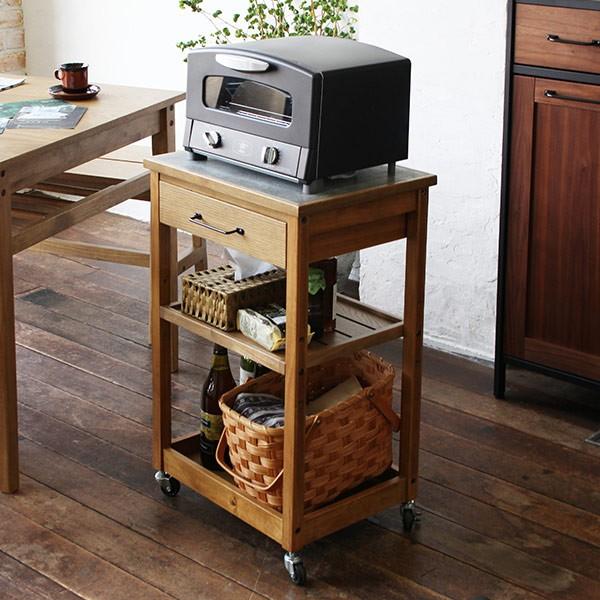 ワゴン 幅35cm Rasic キッチンワゴン 木製 天然木 キャスター付き