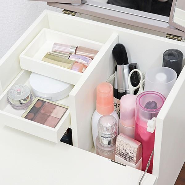 HAGiHARA（萩原） コスメボックス 三面鏡 アンティーク調 収納 大容量