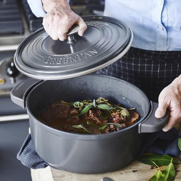 両手鍋 IH対応 26cm グリーンパン GREEN PAN フェザーウェイト