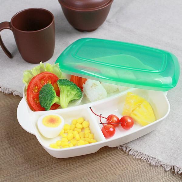 ランチプレート プラスチック 食器 フタ付きランチプレート 深め 角型 プレート 仕切り付き シニアベーシック （ 電子レンジ対応 食洗機対応 弁当箱 家弁 ） | ブランド登録なし