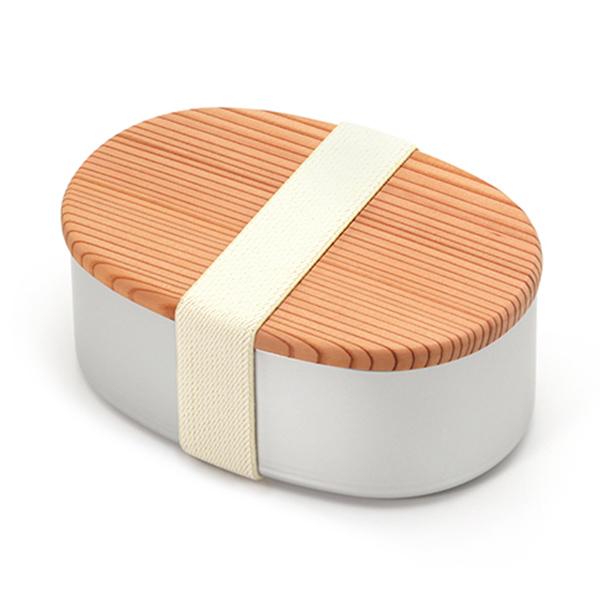 お弁当箱 1段 アルミ 木蓋のアルミお弁当箱 小判形 古代杉 大 440ml