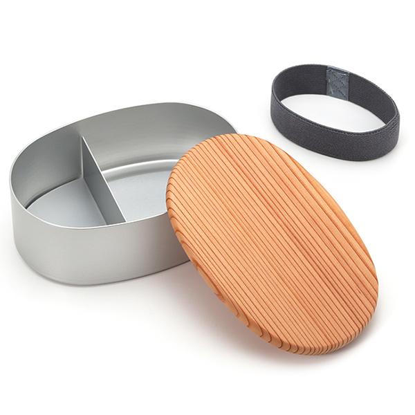 お弁当箱 1段 アルミ 木蓋のアルミお弁当箱 小判形 古代杉 大 440ml