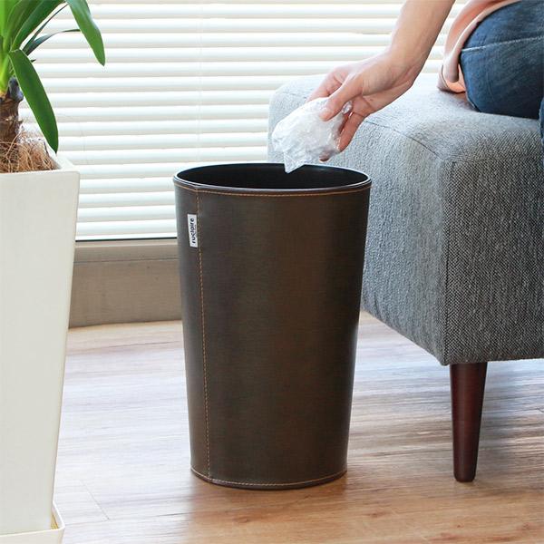 ゴミ箱 10L レザー調 屑入れ ふたなし 丸型 ダストボックス ごみ箱