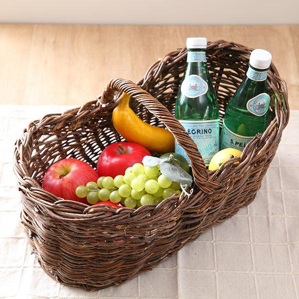 籐かご 自然のままのカゴ 幅43×奥行24×高18cm （ ラタン 籐 バスケット