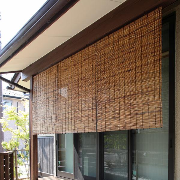 外吊りすだれ オーダーメイド いぶしよしすだれ 幅81〜100×高さ151〜179 （ すだれ 簾 サンシェード ） 100×高さ151 日除け 屋外