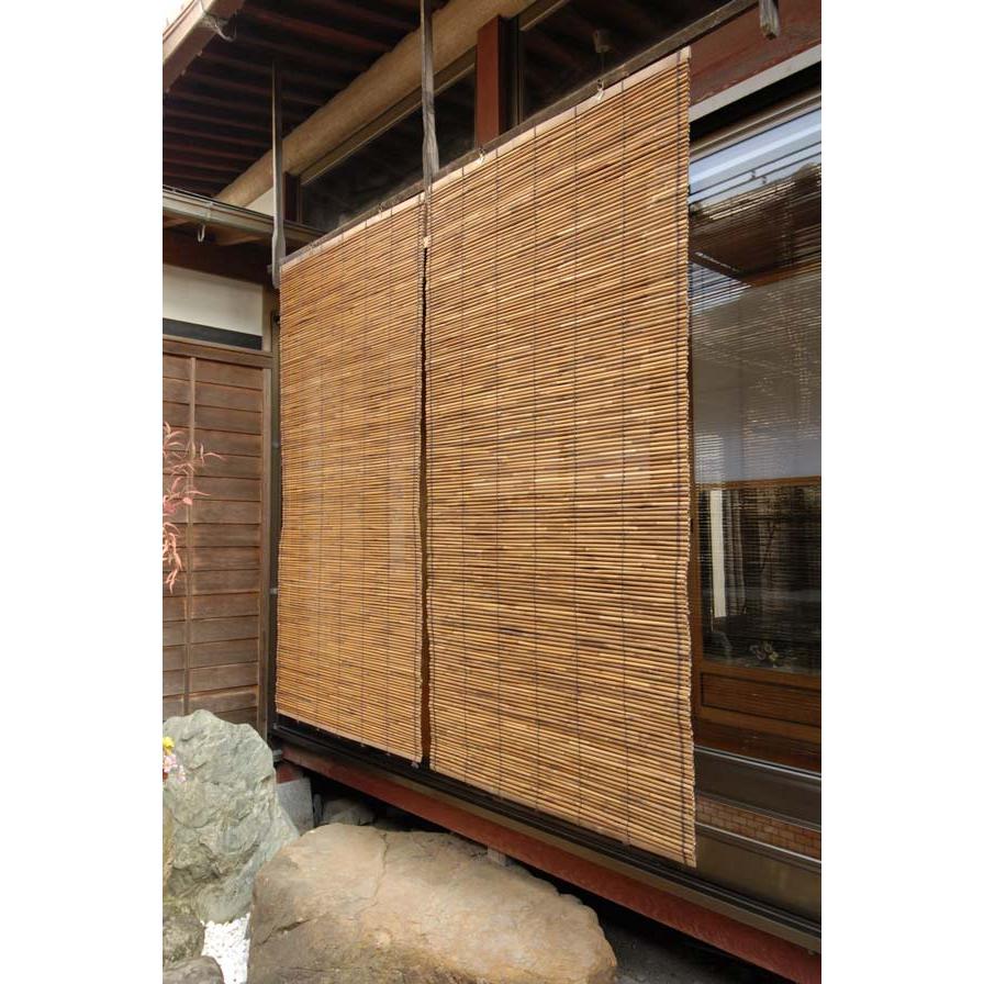 外吊りすだれ オーダーメイド いぶしよしすだれ 幅81〜100×高さ151〜179 （ すだれ 簾 サンシェード ） 100×高さ151 日除け 屋外