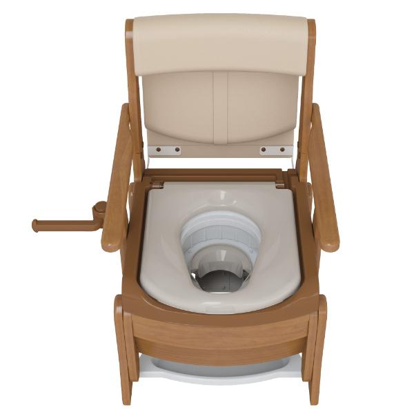 ポータブルトイレ コンパクト 標準便座 自動ラップ キャスター付 家具調セレクトR ノーマル ひじ掛けタイプ 介護用 日本製 （ 省スペース 洋式 樹脂製 ） ポータブルトイレ ）