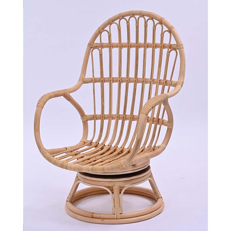 ラタン 籐 360°回転　アームチェア 座椅子 クッション　2脚セット 籐 回転座椅子 チェア クッション付 ラタン製 籐家具 座面高35cm