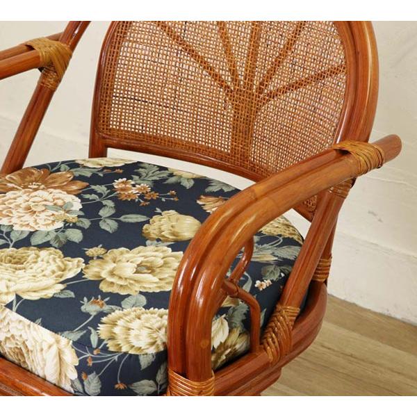 籐 回転チェア リラックスチェアー クッション付 ラタン家具 座面高