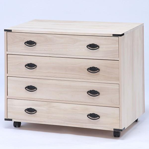 桐チェスト 4段 クローゼット収納 キャスター付 幅75cm （ チェスト 桐