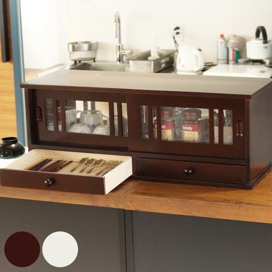 谷村実業 カウンターラック 桐製 幅80cm はい帳 両面引き戸 （ 蠅帳 蝿