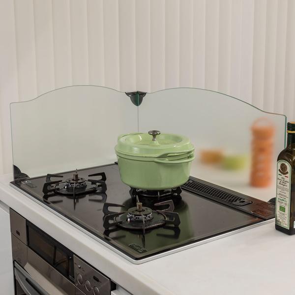 レンジガード 油汚れ防止 強化ガラス製 L字型 コンロガード レンジカバー コンロカバー インテリアパレットヤフー店 通販 Yahoo ショッピング