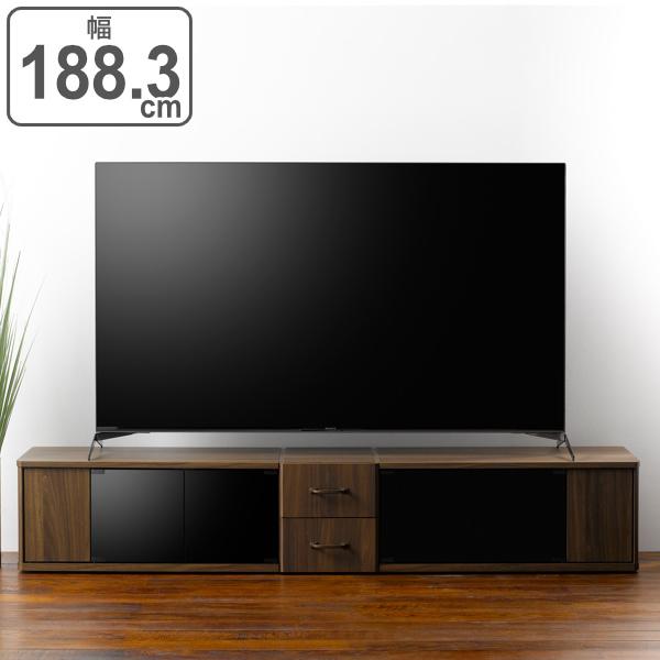 テレビ台 ローボード ウォールナット調 ブラックガラス Nect 約幅188cm