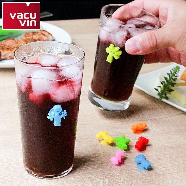 グラスマーカー バキュバン VACUVIN グラス 目印 吸盤 シリコン製 12個入り （ マーカー マーク コップ タンブラー キャラクター ホームパーティー ドリンク ） | ブランド登録なし