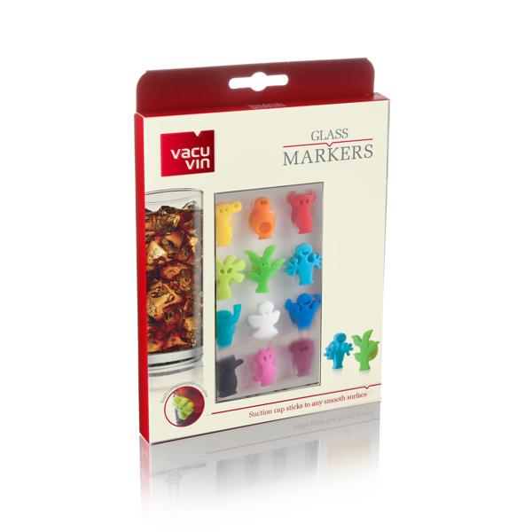 グラスマーカー バキュバン VACUVIN グラス 目印 吸盤 シリコン製 12個入り （ マーカー マーク コップ タンブラー キャラクター ホームパーティー ドリンク ） | ブランド登録なし | 11