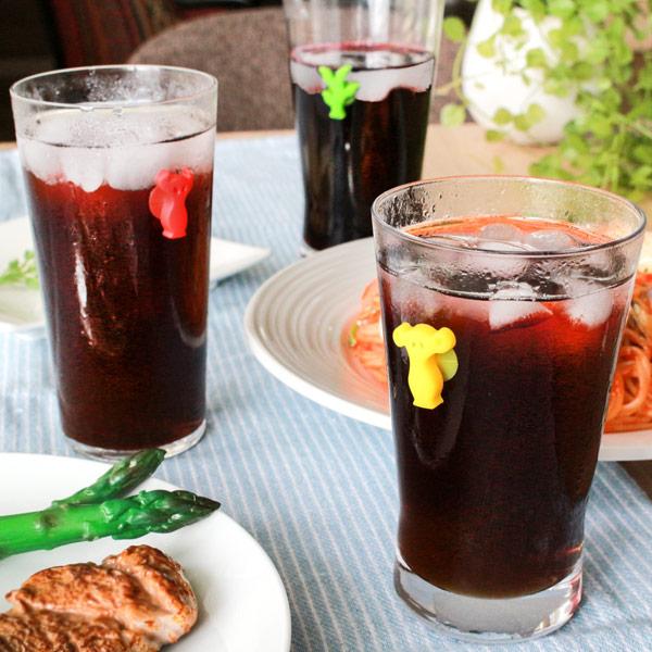 グラスマーカー バキュバン VACUVIN グラス 目印 吸盤 シリコン製 12個入り （ マーカー マーク コップ タンブラー キャラクター ホームパーティー ドリンク ） | ブランド登録なし | 02