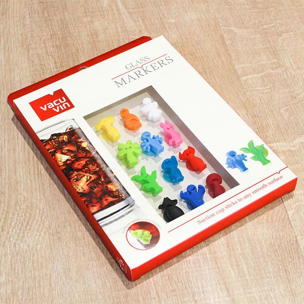 グラスマーカー バキュバン VACUVIN グラス 目印 吸盤 シリコン製 12個入り （ マーカー マーク コップ タンブラー キャラクター ホームパーティー ドリンク ） | ブランド登録なし | 07