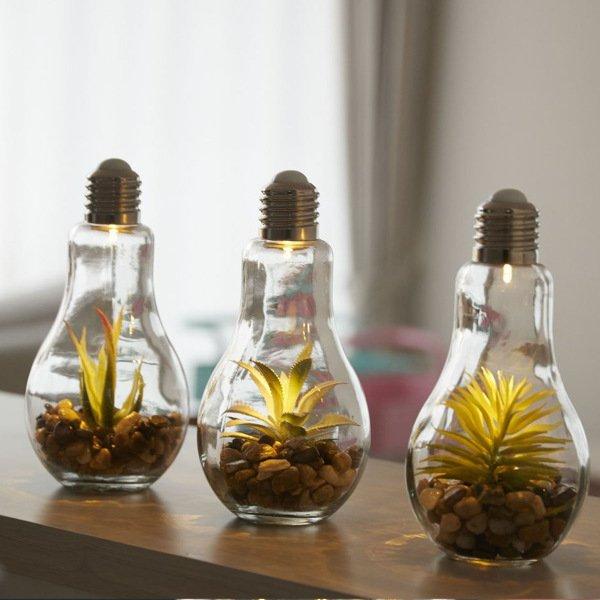 インテリアパレット店インテリアライト 電球型 テラリウム フェイクグリーン 間接照明 テーブルライト 卓上ライト 照明 ライト 全国どこでも送料無料