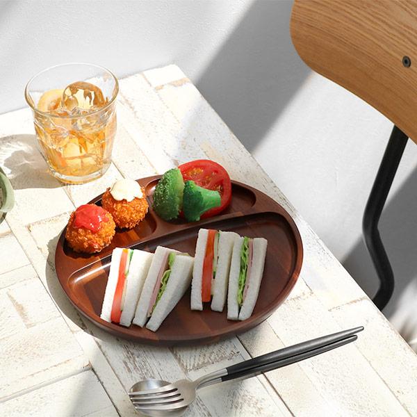 ランチプレート 23cm ラウンド カフェ 皿 食器 木製食器 天然木 同色5