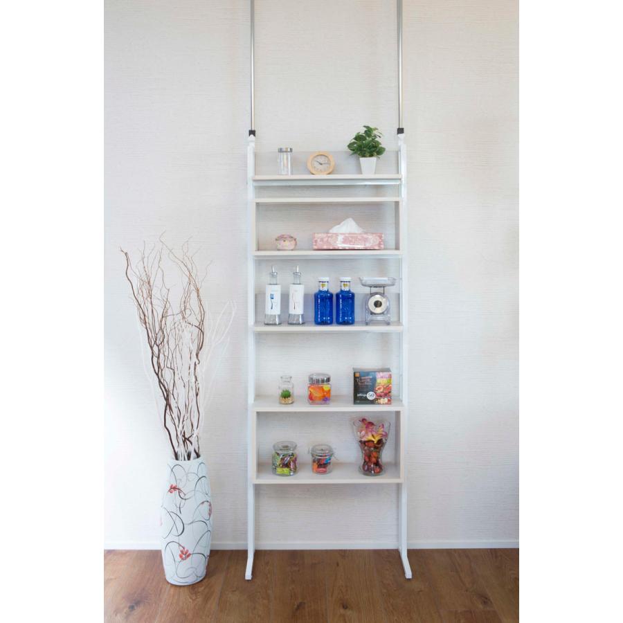 突っ張り オープンラック 収納 棚 ボックス 木目 幅60cm （ 突っ張り棚