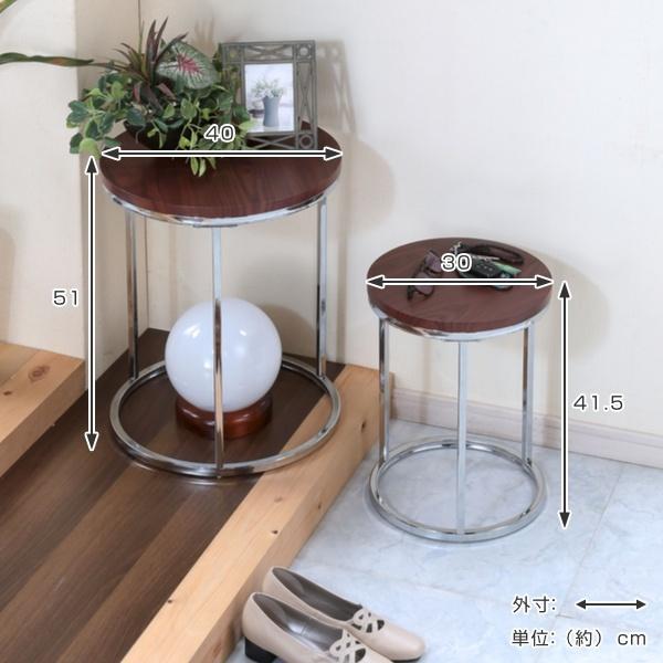 サイドテーブル 大・小 2個セット 丸形 円形 テーブル 木目調 収納 机 （ つくえ 丸 ベッドサイドテーブル ）｜interior-palette｜02