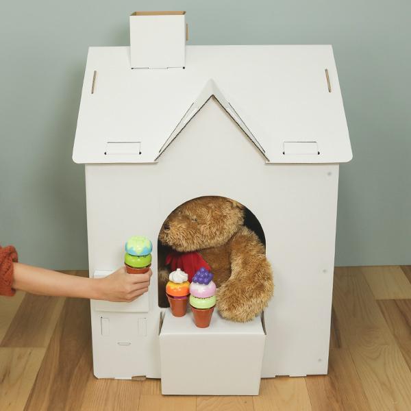 ダンボール 家 ハウス ダンボールハウス 白 組立 秘密基地 おもちゃ こども 段ボール 工作 プレイハウス プレイテント インテリアパレットヤフー店 通販 Yahoo ショッピング