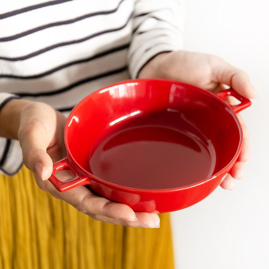 グラタン皿 20.5cm 持ち手付き ラウンド HINATA 皿 食器 洋食器 耐熱