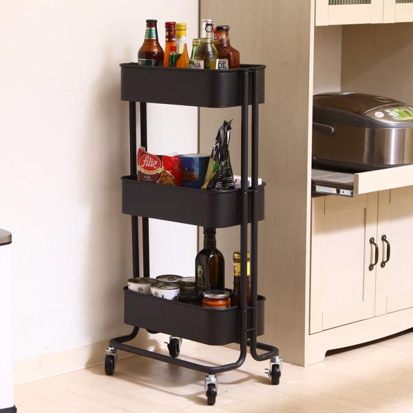 キッチンワゴン スリム バスケット 3段 スチールフレーム 幅39cm サイドワゴン キッチン 収納 ワゴン ラック 収納ラック インテリアパレットヤフー店 通販 Yahoo ショッピング