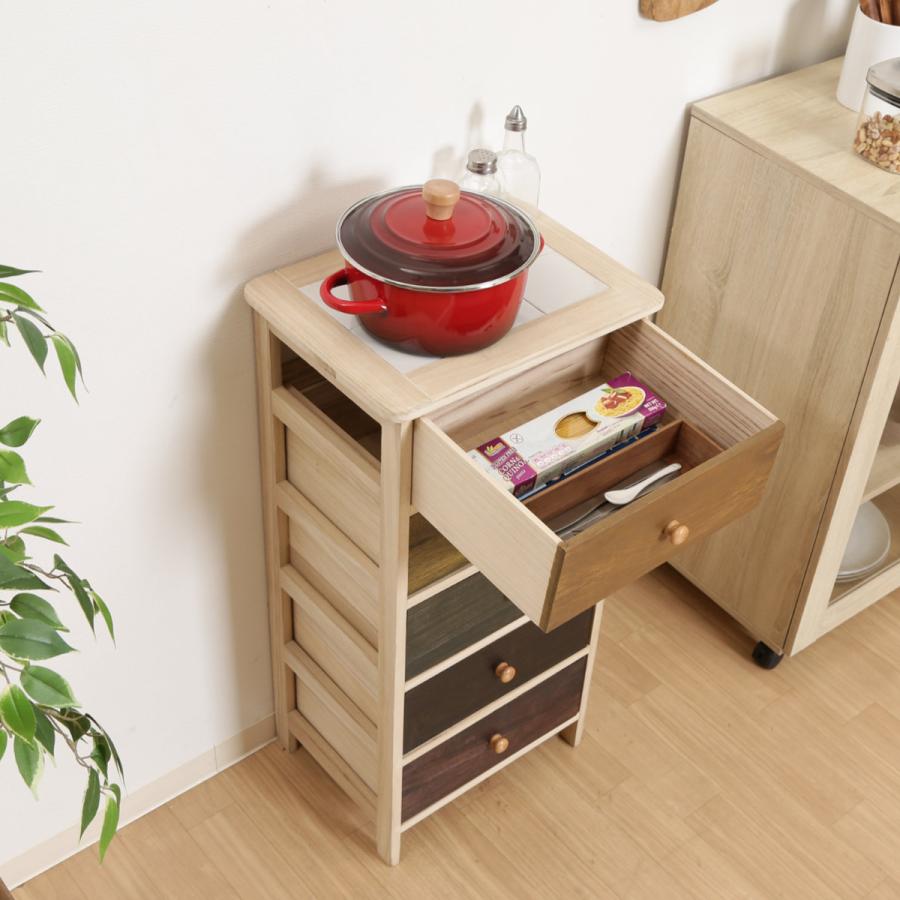 誠工舎 花柄タイル装飾 木製チェスト 誠工舎 花柄タイル装飾 木製チェスト