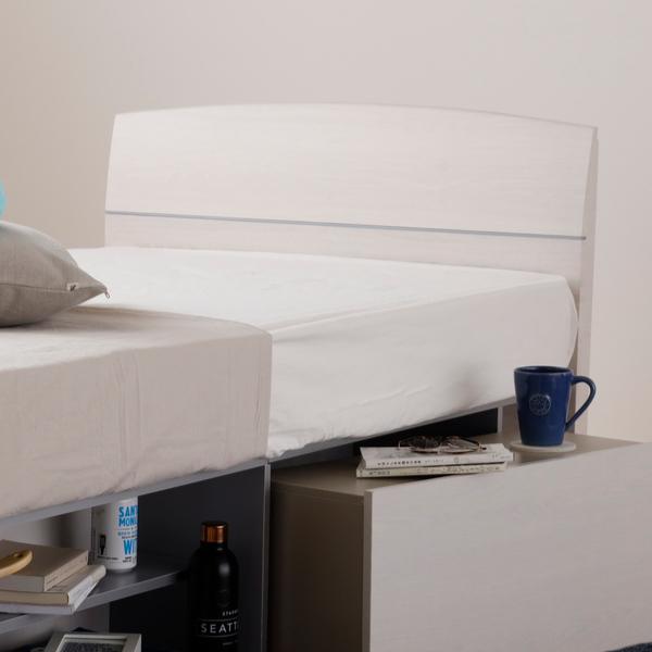 ベッド シングル ヘッドボード サイドテーブル付き 組み立て 簡単 収納